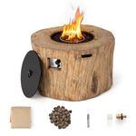  - 40 Inch Round Propane Gas Fire Pit Table Wood - Like Surface with Laval Rock PVC Cover - Outdoor Style Company