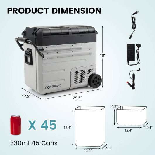  - 40 Quart Car Refrigerator with 12/24V DC and 110 - 240V AC Dual Zone - Outdoor Style Company