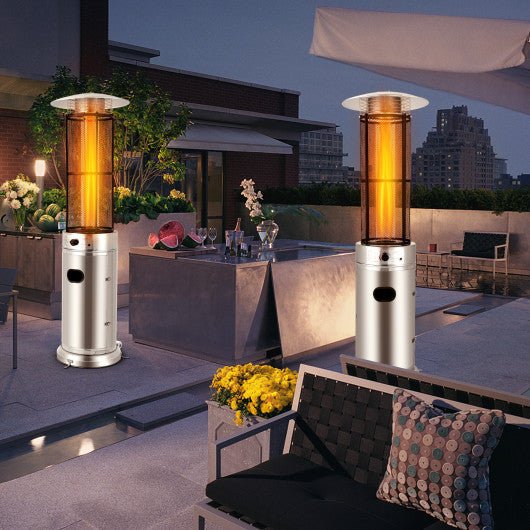  - 40000 BTU Stainless Steel Round Glass Tube Patio Heaters - Outdoor Style Company