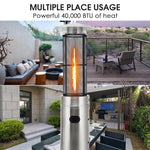  - 40000 BTU Stainless Steel Round Glass Tube Patio Heaters - Outdoor Style Company