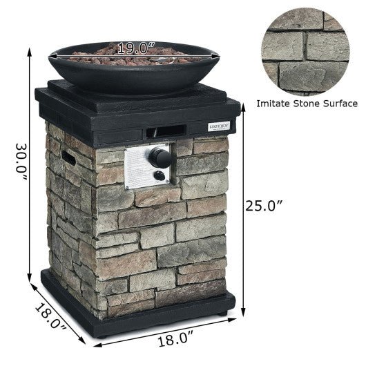  - 40000BTU Outdoor Propane Burning Fire Bowl Column Realistic Look Firepit Heater - Outdoor Style Company