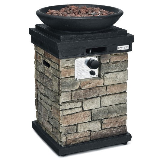  - 40000BTU Outdoor Propane Burning Fire Bowl Column Realistic Look Firepit Heater - Outdoor Style Company