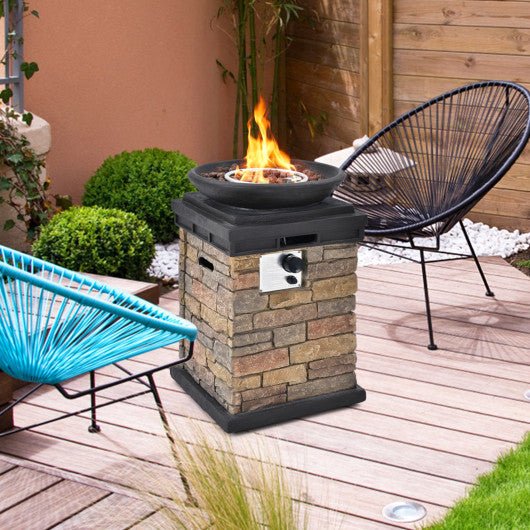  - 40000BTU Outdoor Propane Burning Fire Bowl Column Realistic Look Firepit Heater - Outdoor Style Company