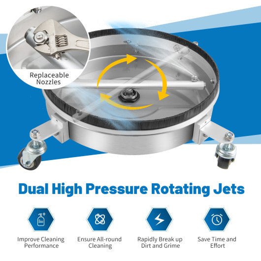  - 4000PSI Pressure Washer Surface Cleaner Stainless Steel with Casters - Outdoor Style Company