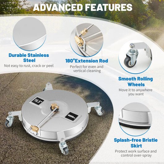  - 4000PSI Pressure Washer Surface Cleaner Stainless Steel with Casters - Outdoor Style Company