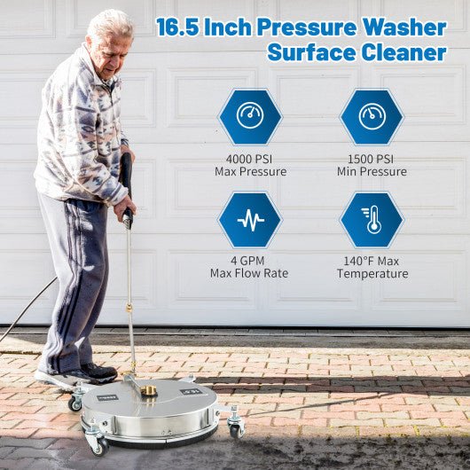  - 4000PSI Pressure Washer Surface Cleaner Stainless Steel with Casters - Outdoor Style Company