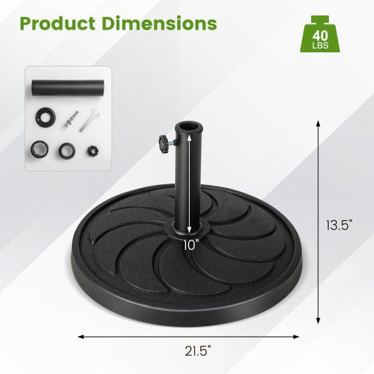  - 40LBS 21.5Inch Round Outdoor Umbrella Base - Outdoor Style Company