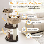  - 41 Inch Rattan Cat Tree with Napping Perch - Outdoor Style Company