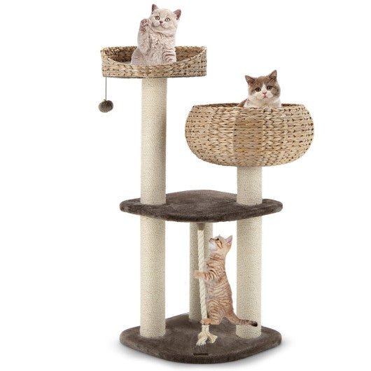  - 41 Inch Rattan Cat Tree with Napping Perch - Outdoor Style Company