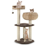  - 41 Inch Rattan Cat Tree with Napping Perch - Outdoor Style Company