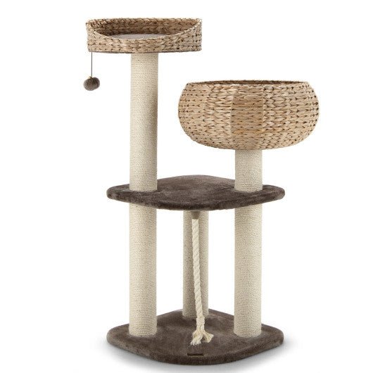  - 41 Inch Rattan Cat Tree with Napping Perch - Outdoor Style Company