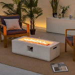  - 42 Inch 50 000 BTU Rectangle Terrazzo Fire Pit Table with PVC Cover - Outdoor Style Company