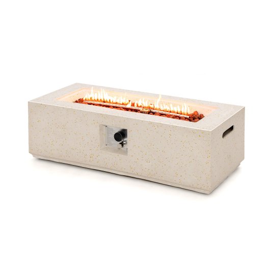  - 42 Inch 50 000 BTU Rectangle Terrazzo Fire Pit Table with PVC Cover - Outdoor Style Company