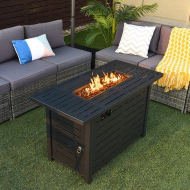  - 42 Inch 60 000 BTU Rectangular Propane Fire Pit Table with Waterproof Cover - Outdoor Style Company