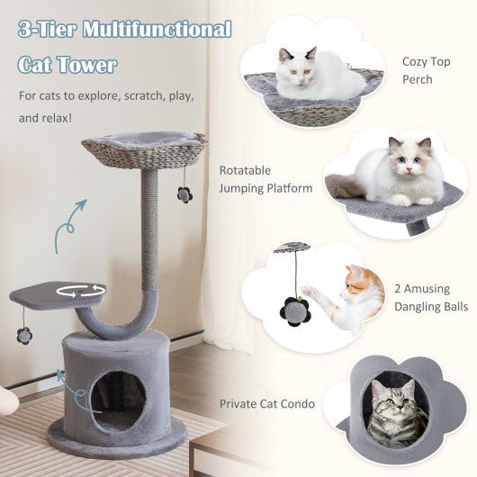  - 42 Inch Tall Cat Tower with Curved Metal Supporting Frame for Large and Small Cats - Outdoor Style Company