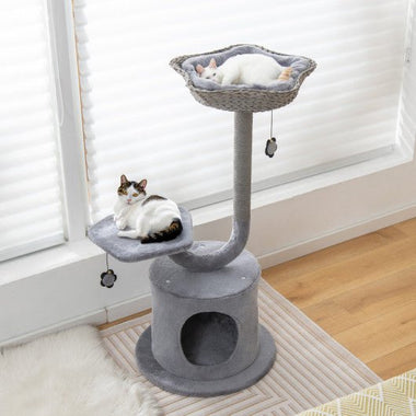  - 42 Inch Tall Cat Tower with Curved Metal Supporting Frame for Large and Small Cats - Outdoor Style Company