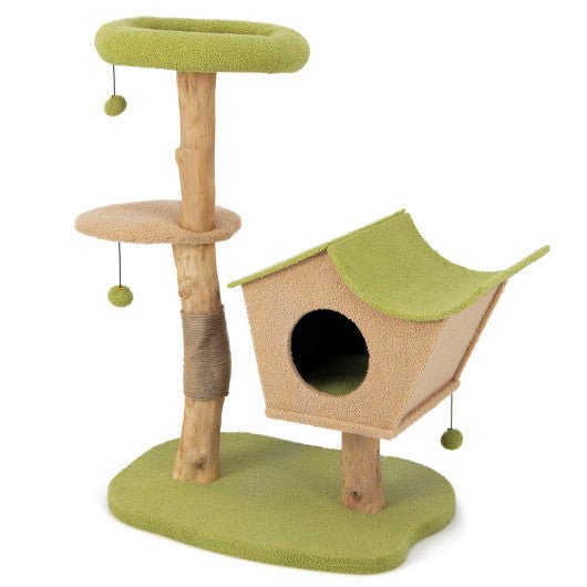  - 43 Inch Wooden Cat Tree with Padded Top Perch - Outdoor Style Company