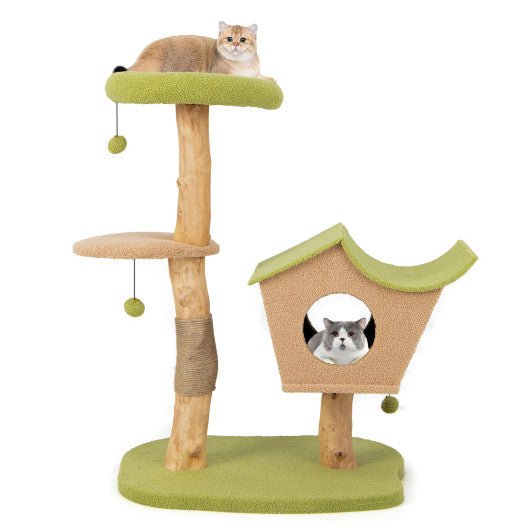  - 43 Inch Wooden Cat Tree with Padded Top Perch - Outdoor Style Company