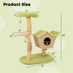  - 43 Inch Wooden Cat Tree with Padded Top Perch - Outdoor Style Company