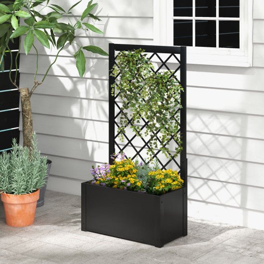  - 44 Inch Metal Raised Garden Bed with Trellis - Outdoor Style Company