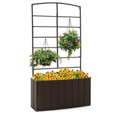  - 44 Inch Metal Raised Garden Bed with Trellis for Garden - Outdoor Style Company