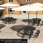  - 45 Inches Outdoor Round Picnic Table and Bench Set for 8 with Umbrella Hole - Outdoor Style Company