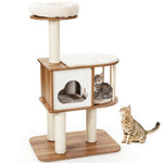  - 46 Inch Wooden Cat Activity Tree with Platform and Cushionsfor for Cats and Kittens - Outdoor Style Company