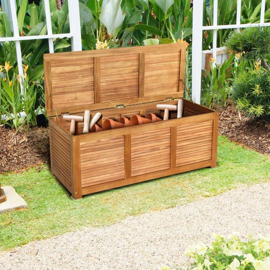  - 47 Gallon Acacia Wood Storage Bench Box for Patio Garden Deck - Outdoor Style Company