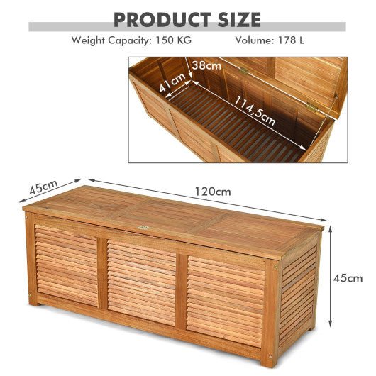  - 47 Gallon Acacia Wood Storage Bench Box for Patio Garden Deck - Outdoor Style Company