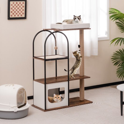  - 47 Inch Tall Cat Tree Tower Top Perch Cat Bed with Metal Frame - Outdoor Style Company