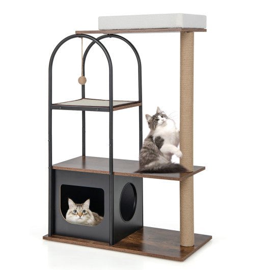  - 47 Inch Tall Cat Tree Tower Top Perch Cat Bed with Metal Frame - Outdoor Style Company