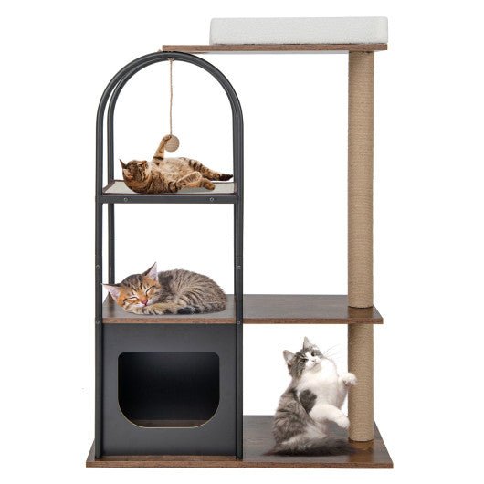  - 47 Inch Tall Cat Tree Tower Top Perch Cat Bed with Metal Frame - Outdoor Style Company