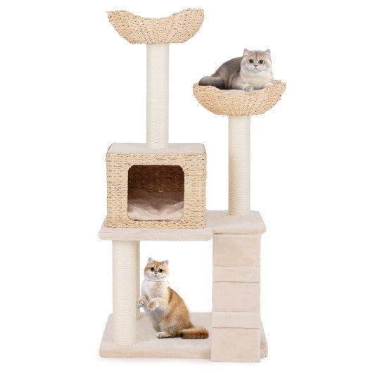  - 48 Inch Cattail Cat Tower with Sisal Scratching Posts Perch and Condo - Outdoor Style Company