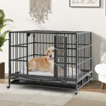  - 48 Inch Foldable Heavy - Duty Metal Dog Cage with Lockable Rolling Casters and Tray - 48 inches - Outdoor Style Company