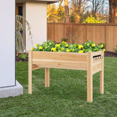  - 48 x 24 x 32 Inch Elevated Wood Planter Box with Legs - Outdoor Style Company