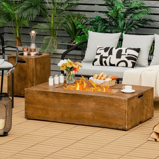  - 48 x 27 Inch Outdoor Gas Fire Pit Table 50 000 BTU with Lava Rocks and Cover - Outdoor Style Company