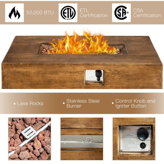  - 48 x 27 Inch Outdoor Gas Fire Pit Table 50 000 BTU with Lava Rocks and Cover - Outdoor Style Company