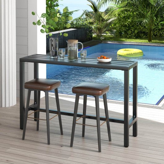  - 48/55 Inch Outdoor Bar Table with Waterproof Top and Heavy - duty Metal Frame - Outdoor Style Company