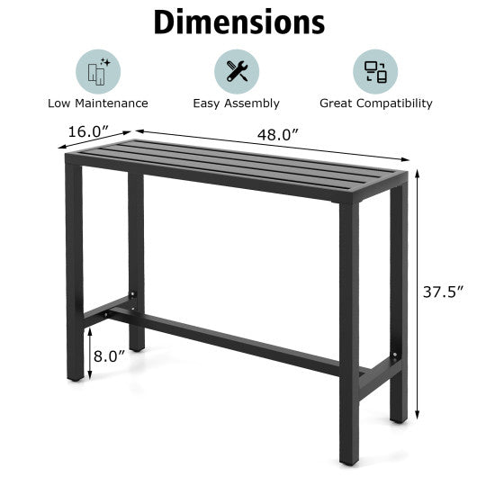  - 48/55 Inch Outdoor Bar Table with Waterproof Top and Heavy - duty Metal Frame - Outdoor Style Company