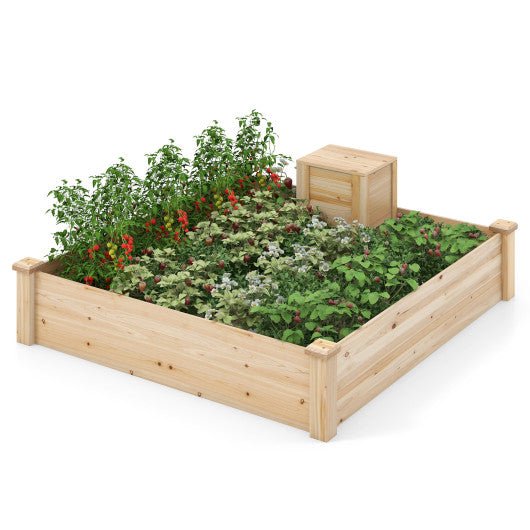  - 49 x 49 x 10 Inch Raised Garden Bed with Compost Bin and Open - ended Bottom - Outdoor Style Company