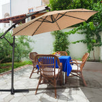 10 ft 360° Rotation Solar Powered LED Patio Offset Umbrella without Weight Base-Beige