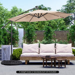 10 Feet Patio Solar Powered Cantilever Umbrella with Tilting System-Beige