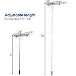  - 5 - 20 Feet Extendable Aluminum Snow Roof Rake with Wheels Handle - Outdoor Style Company