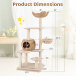  - 5 - Layer Climbing Cat Tree with Sisal Scratching Posts and Washable Cushions - Outdoor Style Company