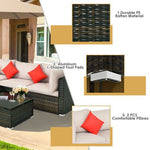  - 5 Pcs Outdoor Patio Rattan Furniture Set Sectional Conversation with Navy Cushions - Outdoor Style Company