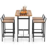  - 5 Piece Acacia Wood Bar Table Set Bar Height Table and Chairs with Metal Frame and Footrest - Outdoor Style Company