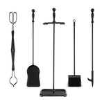  - 5 - Piece Fireplace Tool Set with Tong Brush Shovel Poker Stand - Outdoor Style Company