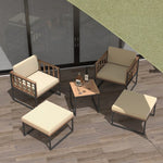  - 5 Piece Outdoor Furniture Set Acacia Wood Chair Set with Ottomans and Coffee Table - Outdoor Style Company