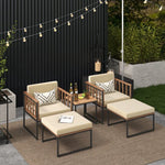  - 5 Piece Outdoor Furniture Set Acacia Wood Chair Set with Ottomans and Coffee Table - Outdoor Style Company