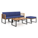  - 5 - Piece Patio Acacia Wood Chair Set with Ottoman and Coffee Table - Outdoor Style Company